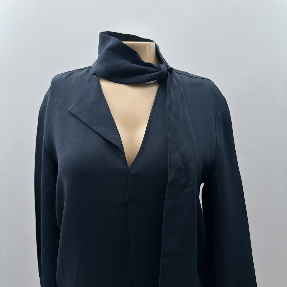 Reiss Mirela Neck Tie Knee Length Long Sleeve Dress Navy Blue Women's Size XS - Picture 6 of 16